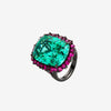 ZIRAVE Jewelry Radiant-Cut Faux Pink Diamond Dark Style Ring