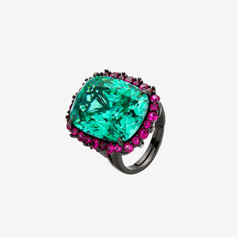 ZIRAVE Jewelry Radiant-Cut Faux Pink Diamond Dark Style Ring