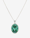 ZIRAVE Jewelry Oval Faux Pink Diamond Double Halo Necklace