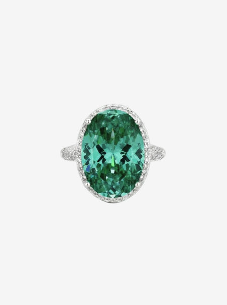 ZIRAVE Jewelry Faux Paraiba Green Jewelry Fashion Light Luxury Ring