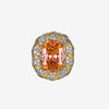 ZIRAVE Jewelry Two-Tone Faux Pigeon Blood Ruby Halo Ring