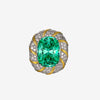 ZIRAVE Jewelry Two-Tone Faux Pigeon Blood Ruby Halo Ring