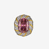 ZIRAVE Jewelry Two-Tone Faux Pigeon Blood Ruby Halo Ring