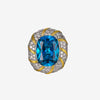 ZIRAVE Jewelry Two-Tone Faux Pigeon Blood Ruby Halo Ring