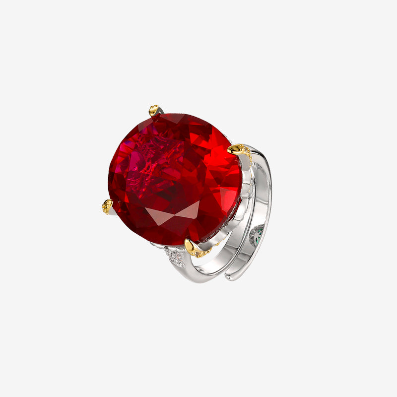 Zirave Jewelry Two-Tone 4-Prong Large Oval Simulated Gemstone Adjustable Ring