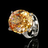 Zirave Jewelry Two-Tone 4-Prong Large Oval Simulated Gemstone Adjustable Ring