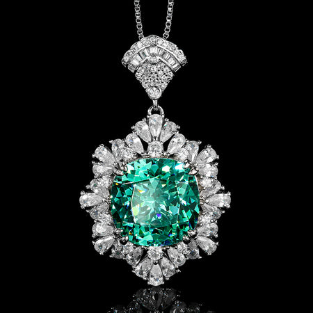 ZIRAVE Jewelry Faux Paraiba Green Fashion Pendant Necklace