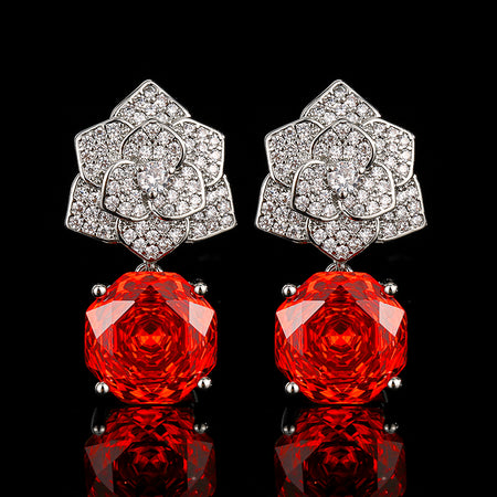 ZIRAVE Jewelry Camellia Pink Diamond Earrings