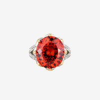 ZIRAVE Jewelry Vintage Simulated Orange Paraiba Two-Tone Ring