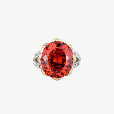 ZIRAVE Jewelry Vintage Simulated Orange Paraiba Two-Tone Ring