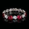 ZIRAVE Jewelry Cushion-Cut Gemstone Alternating Tennis Bracelet (Multi-Color Options)