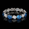 ZIRAVE Jewelry Cushion-Cut Gemstone Alternating Tennis Bracelet (Multi-Color Options)