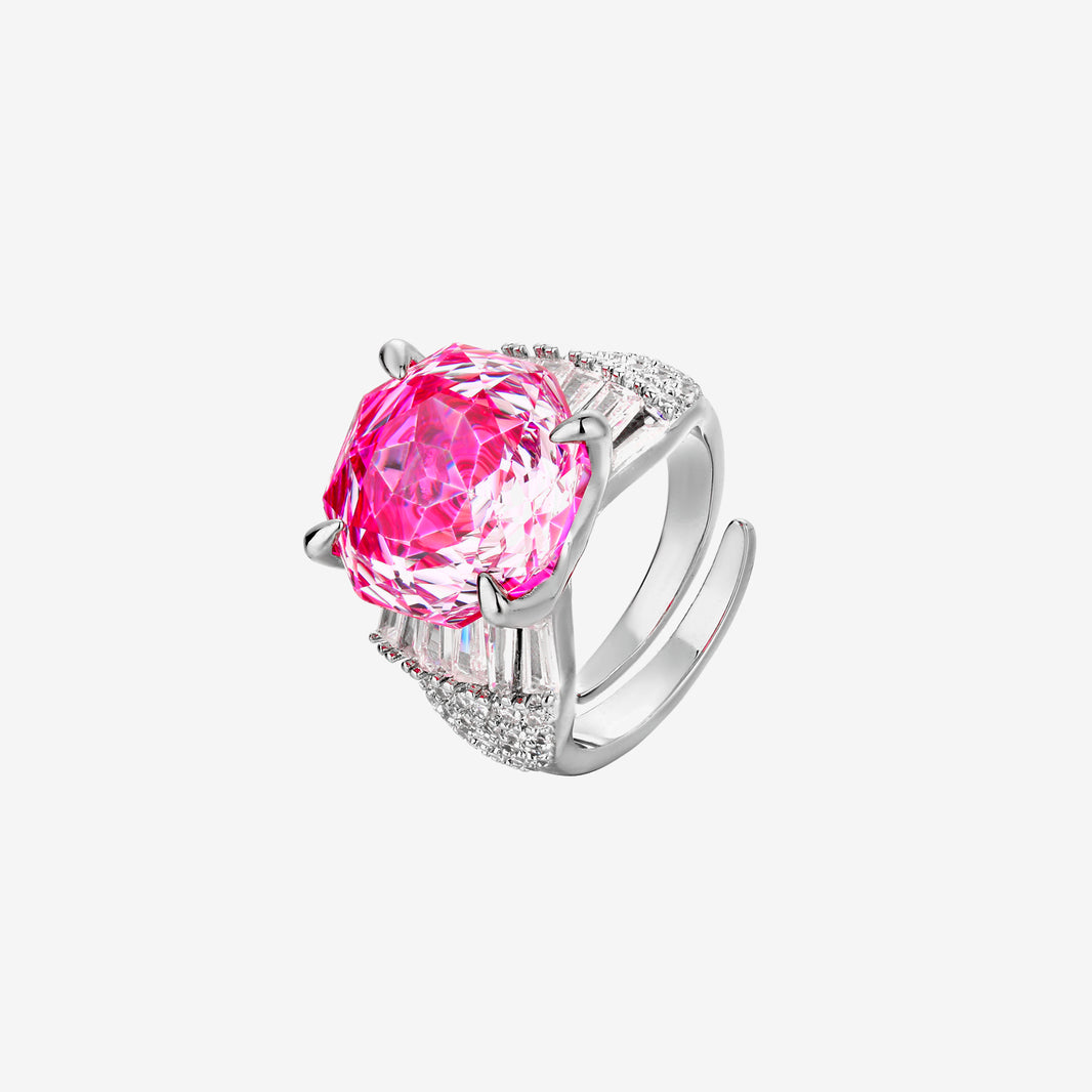 ZIRAVE Cushion-Cut Pink Simulated Gemstone Statement Ring