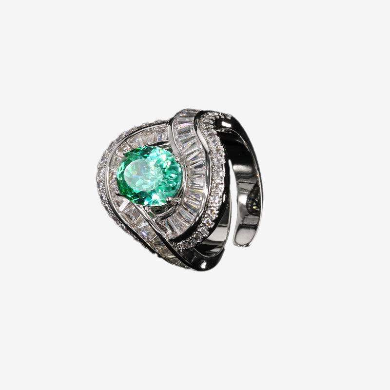 ZIRAVE Jewelry Oval Faux Gem Intertwined Halo Ring (Multi-Colors Availabl