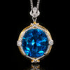 ZIRAVECO Jewelry, Copper-Based Gold-Plated Imitation Paraiba Tourmaline Vintage Pendan Necklace