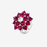 ZIRAVE Jewelry Vintage Simulated Ruby Flower  Ring