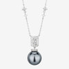 ZIRAVE Jewelry Square-Cut Diamond Clasp Pearl Necklace