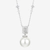 ZIRAVE Jewelry Square-Cut Diamond Clasp Pearl Necklace