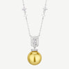 ZIRAVE Jewelry Square-Cut Diamond Clasp Pearl Necklace