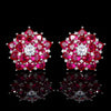 ZIRAVE Jewelry Vintage Simulated Ruby Flower Earrings