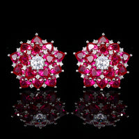 ZIRAVE Jewelry Vintage Simulated Ruby Flower Earrings