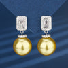 ZIRAVE Jewelry Square-Cut Diamond Clasp Pearl Earring