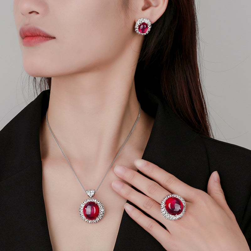 ZIRAVE Jewelry Cushion-Cut Faux Pink Diamond Two-Stone Necklace