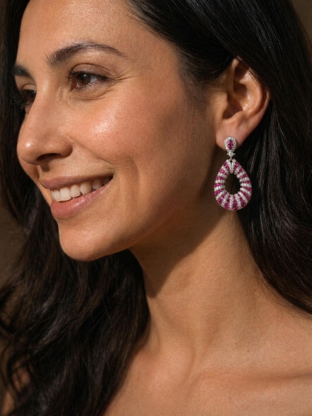 ZIRAVE Jewelry Simulation Pigeon Blood Red Sapphire  Earrings