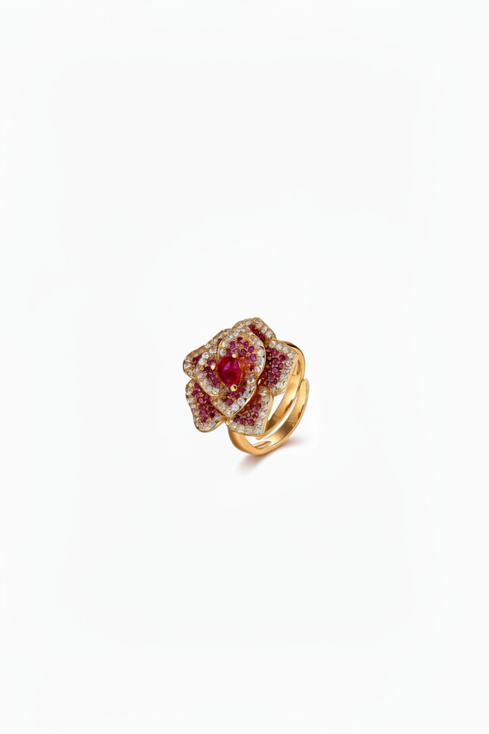 ZIRAVE jewelry simulation red corundum rose light ring