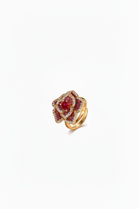 ZIRAVE jewelry simulation red corundum rose light ring