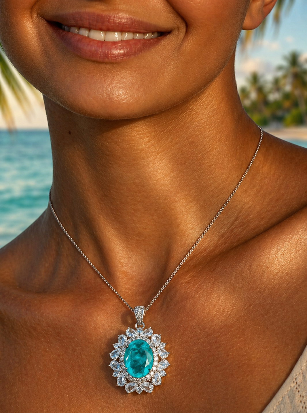 ZIRAVE jewelry retro style simulation paraiba sapphire set