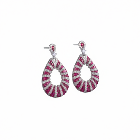 ZIRAVE Jewelry Simulation Pigeon Blood Red Sapphire  Earrings