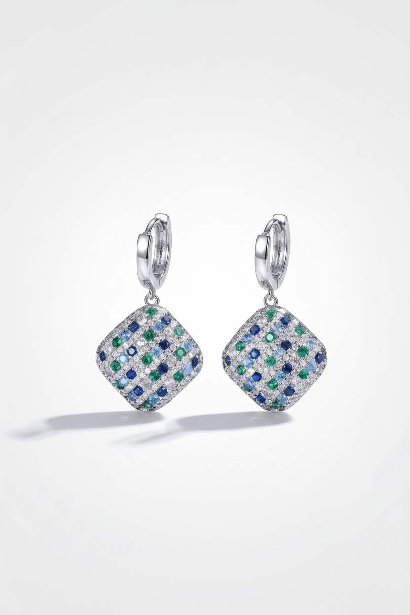 ZIRAVE jewelry simulation color treasure large square color matching diamond jewelry set (Copy)