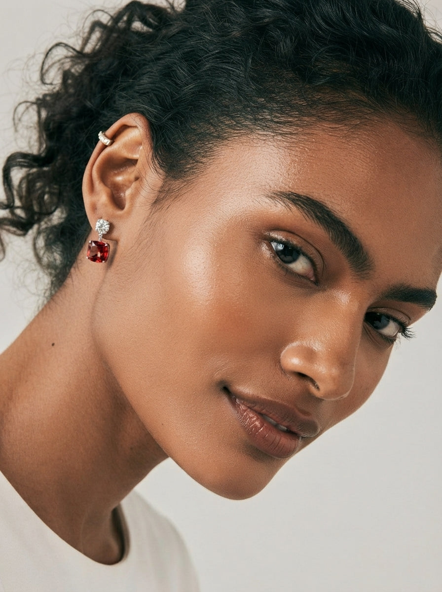 ZIRAVE Jewelry Cushion-Cut Faux Pink Diamond Earrings
