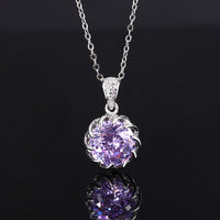 ZIRAVE Jewelry Spiral Floral Faux Gem Necklace