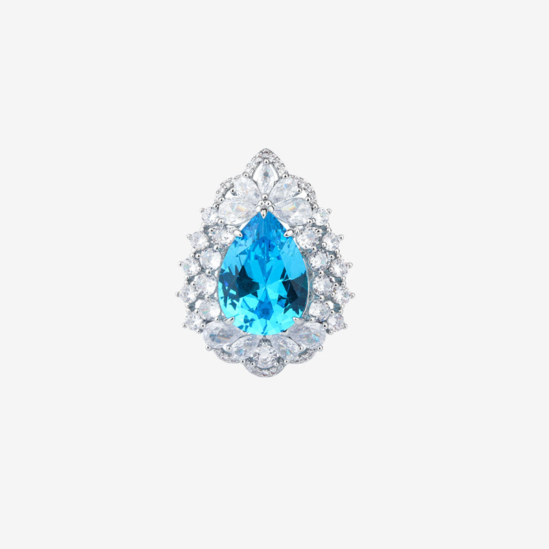 ZIRAVE Jewelry Teardrop Faux Gem Halo Ring