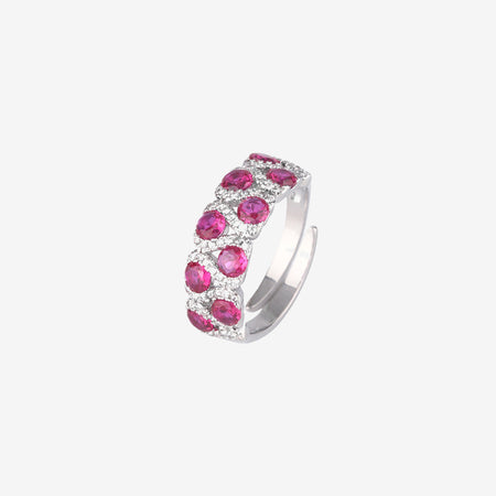 ZIRAVE Jewelry copper bottom gold plating simulation sapphire red corundum ring retro style