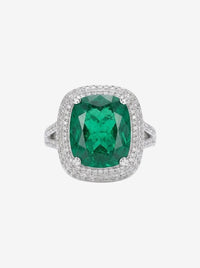 ZIRAVE Jewelry Copper-Based Gold-Plated Imitation Paraiba Green Minimalist Ring