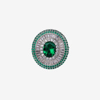 ZIRAVE Jewelry Vintage Simulated Emerald Multi-Halo Ring