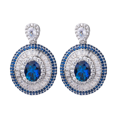 ZIRAVE Jewelry Vintage Simulated Emerald Multi-Halo Earrings