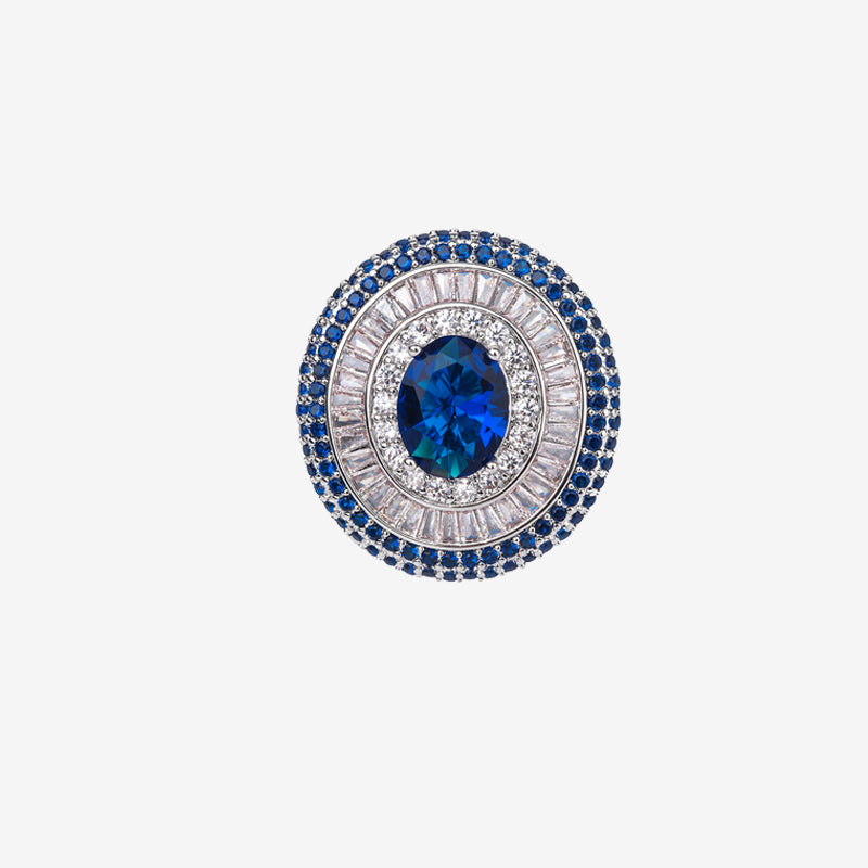 ZIRAVE Jewelry Vintage Simulated Emerald Multi-Halo Ring