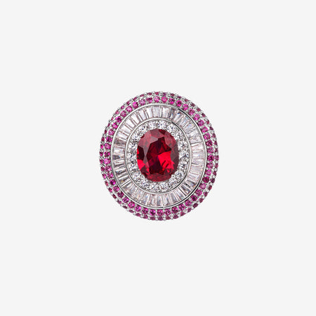 ZIRAVE Jewelry Vintage Simulated Emerald Multi-Halo Ring