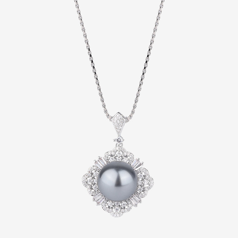 ZIRAVE Jewelry Grey Pearl/White Pear Necklace