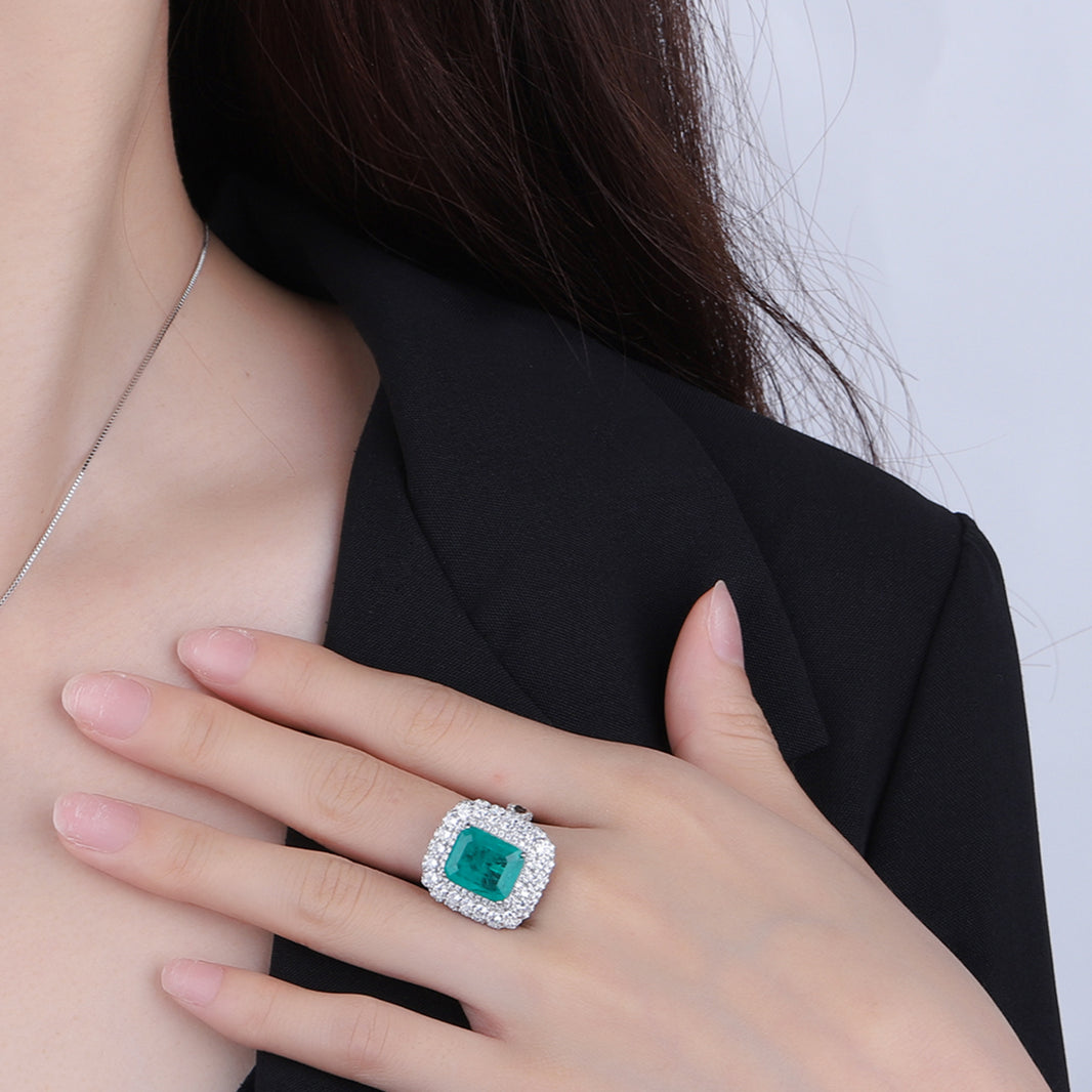 ZIRAVE Jewelry  3-Color Cushion-Cut Gemstone Double Halo Ring