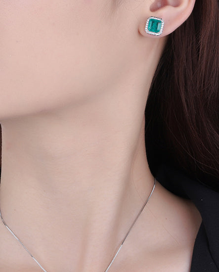 ZIRAVE Jewelry  3-Color Cushion-Cut Gemstone Double Halo Earrings