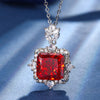 ZIRAVE Jewelry Princess-Cut Simulated Pink Diamond Halo Necklace