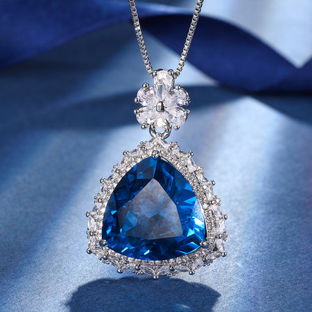 ZIRAVE Jewelry Triangle-Cut Faux Paraiba Tourmaline Necklace