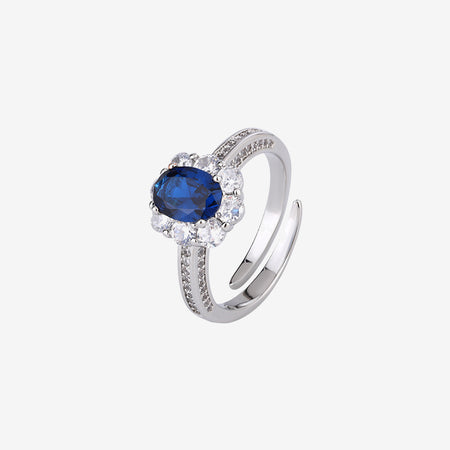ZIRAVE jewelry copper bottom gold plating simulation blue spinel retro Ring