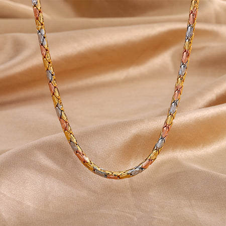 ZIRAVEJewelry Tri‑Color Herringbone Chain Necklace