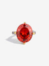 ZIRAVE Jewelry Two-Tone Gold Oval Gemstone Large Center Adjustable Ring (Multi-Color Options)